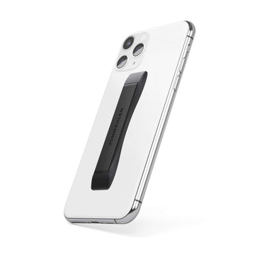 VONMÄHLEN Backbone Secure Minimalist Phone Finger Strap Grip Holder white being held in fingers